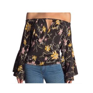 Free People Last Time Off Shoulder Bell Sleeve Top - Small